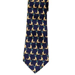 Davidoff Italian Silk Tie Circus Seals Pattern Men's Long